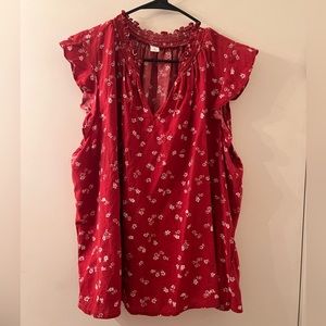 Old Navy Red & White floral top size XL
